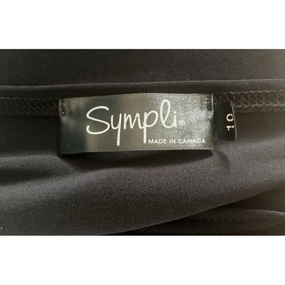 SYMPLI Tunic Blouse Top Size 10 Black Jersey Knit Criss Cross Shoulder Detail - Picture 3 of 8